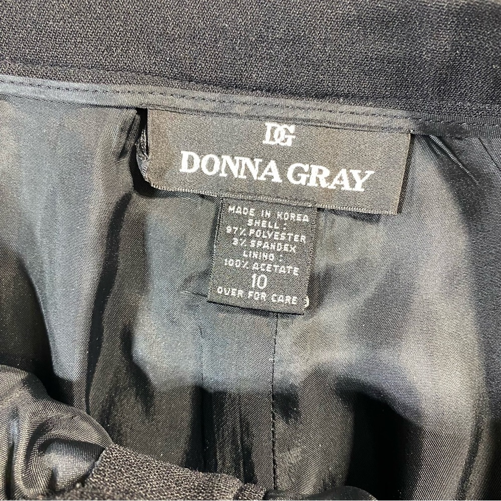 Donna Gray Dress Pants Women Sz 10 Black Straight Leg Hi Rise Business Slacks - Picture 5 of 13